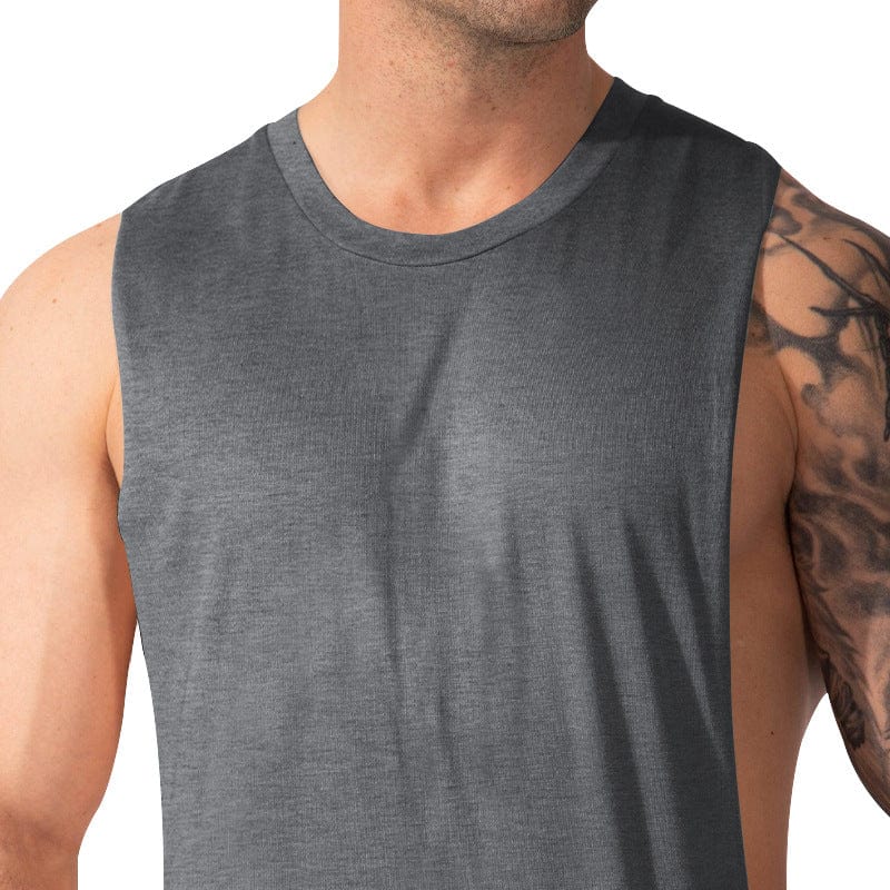 Sports para hombres casuales sólido color sólido sin mangas chaleco camiseta