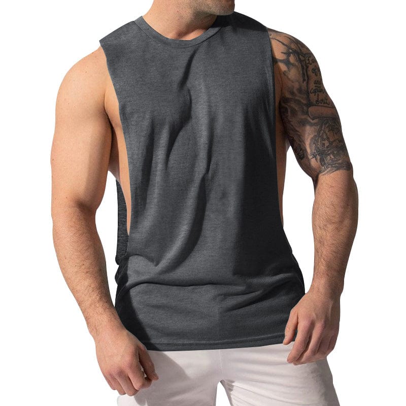 Sports para hombres casuales sólido color sólido sin mangas chaleco camiseta