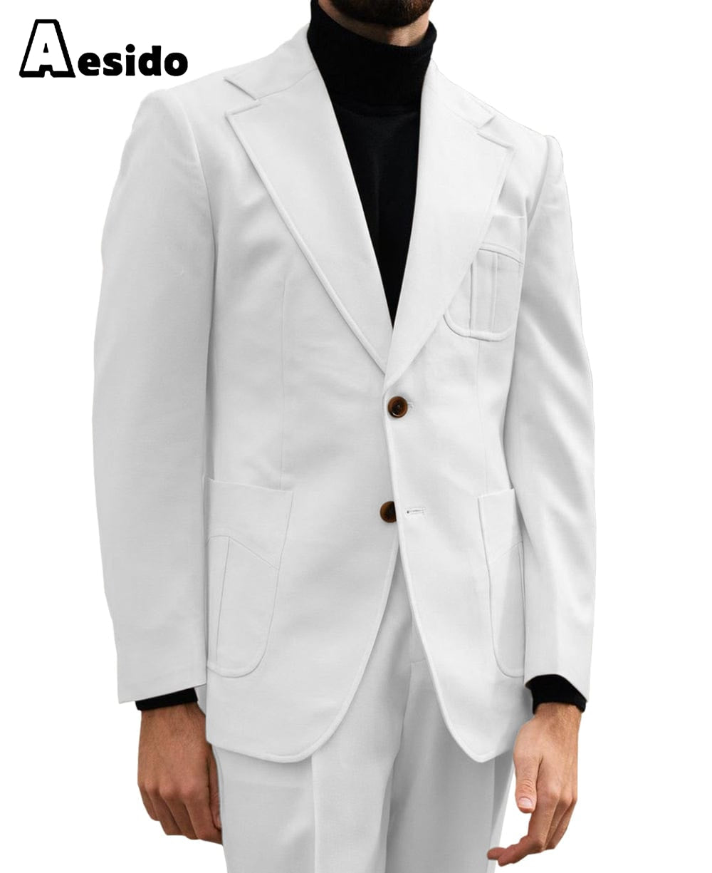 aesido 2 Piece Notch Lapel Leisure Suit For Men