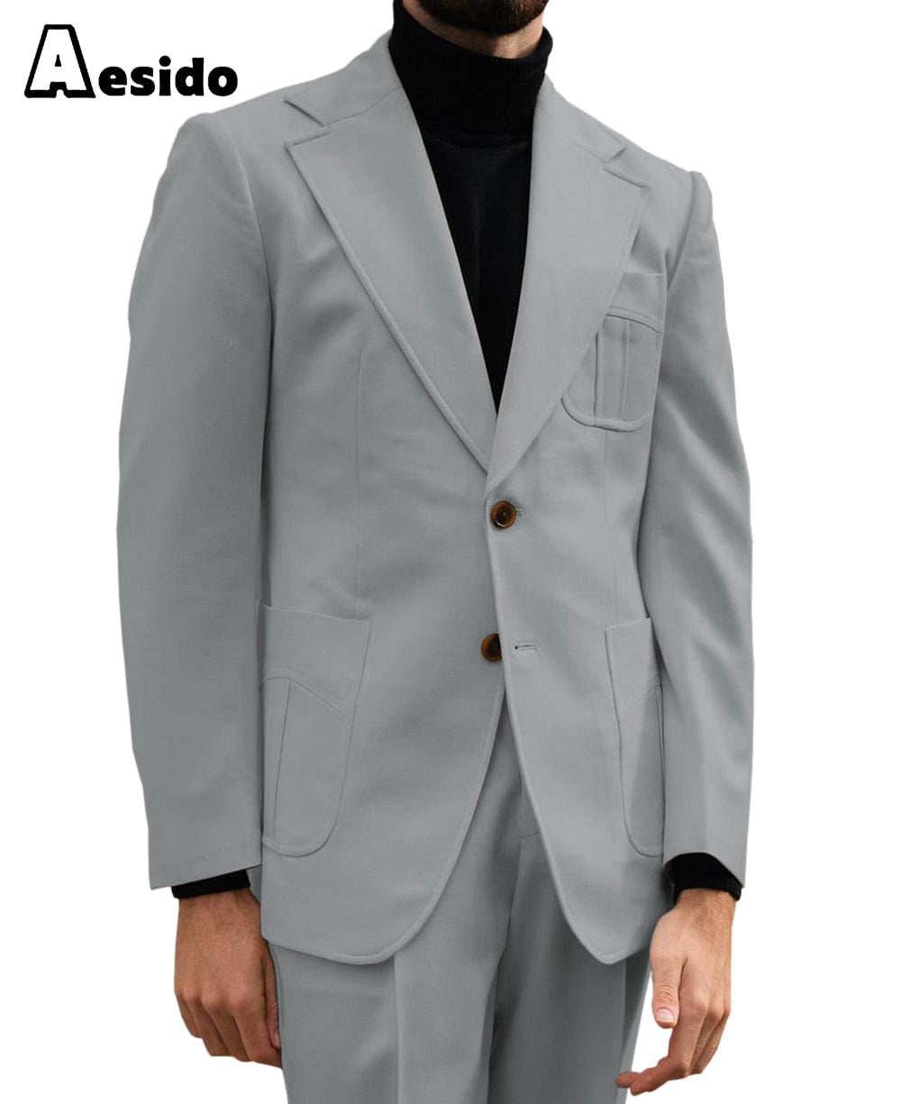 aesido 2 Piece Notch Lapel Leisure Suit For Men