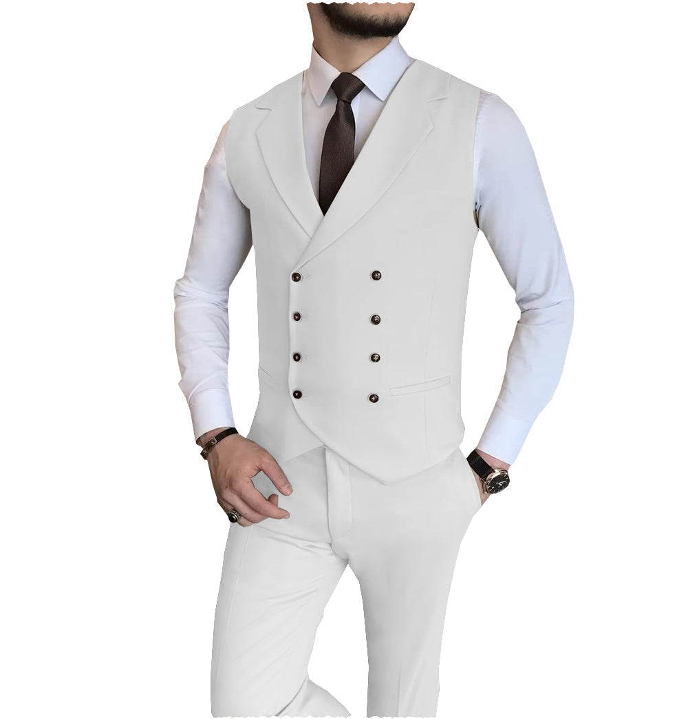 aesido 2 Pieces Casual Mens Fit Suit For Wedding (Vest + Pants)