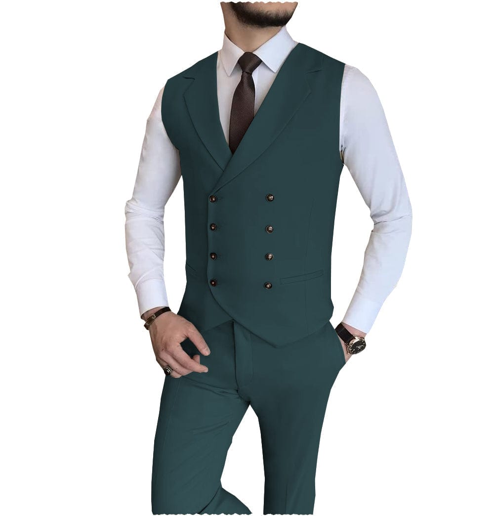 aesido 2 Pieces Casual Mens Fit Suit For Wedding (Vest + Pants)