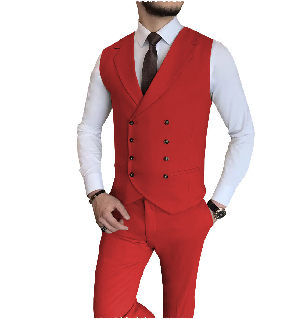 aesido 2 Pieces Casual Mens Fit Suit For Wedding (Vest + Pants)