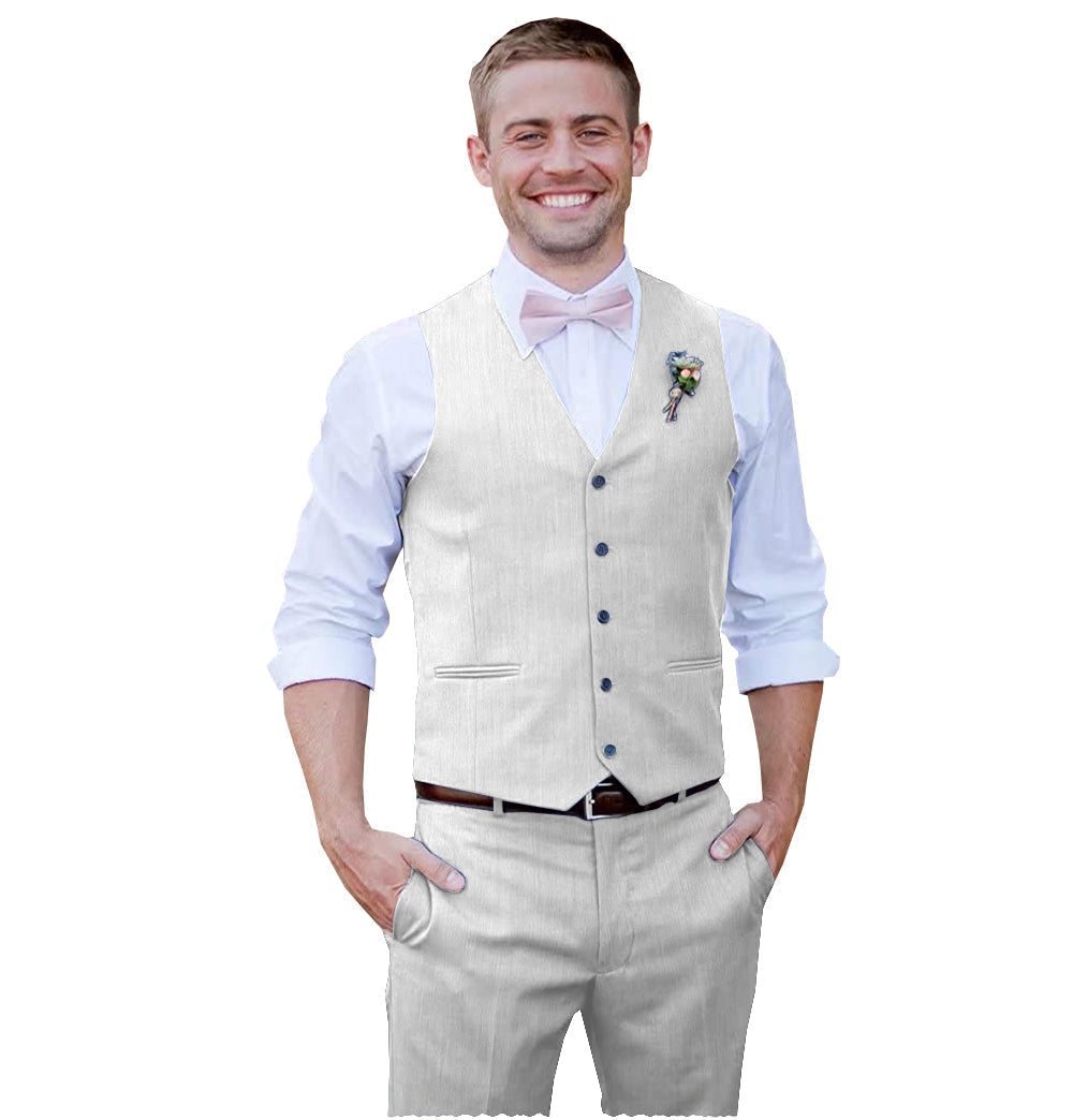 aesido 2 Pieces Casual Mens Suit Regular Fit Solidl Flat Blazer For Wedding (Vest + Pants)