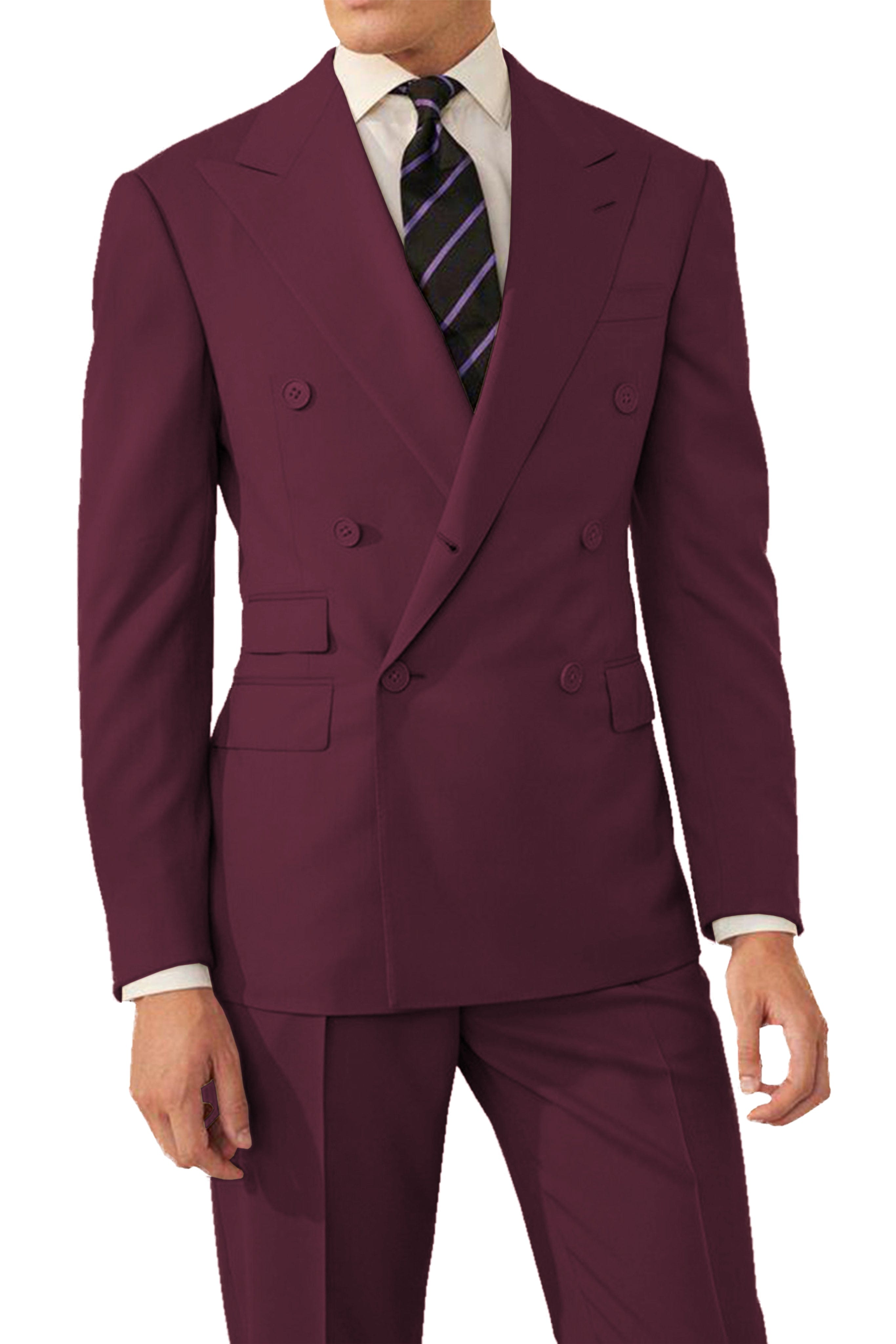 aesido 2 Pieces Double Breasted Men's Suit  (Blazer+Pants)