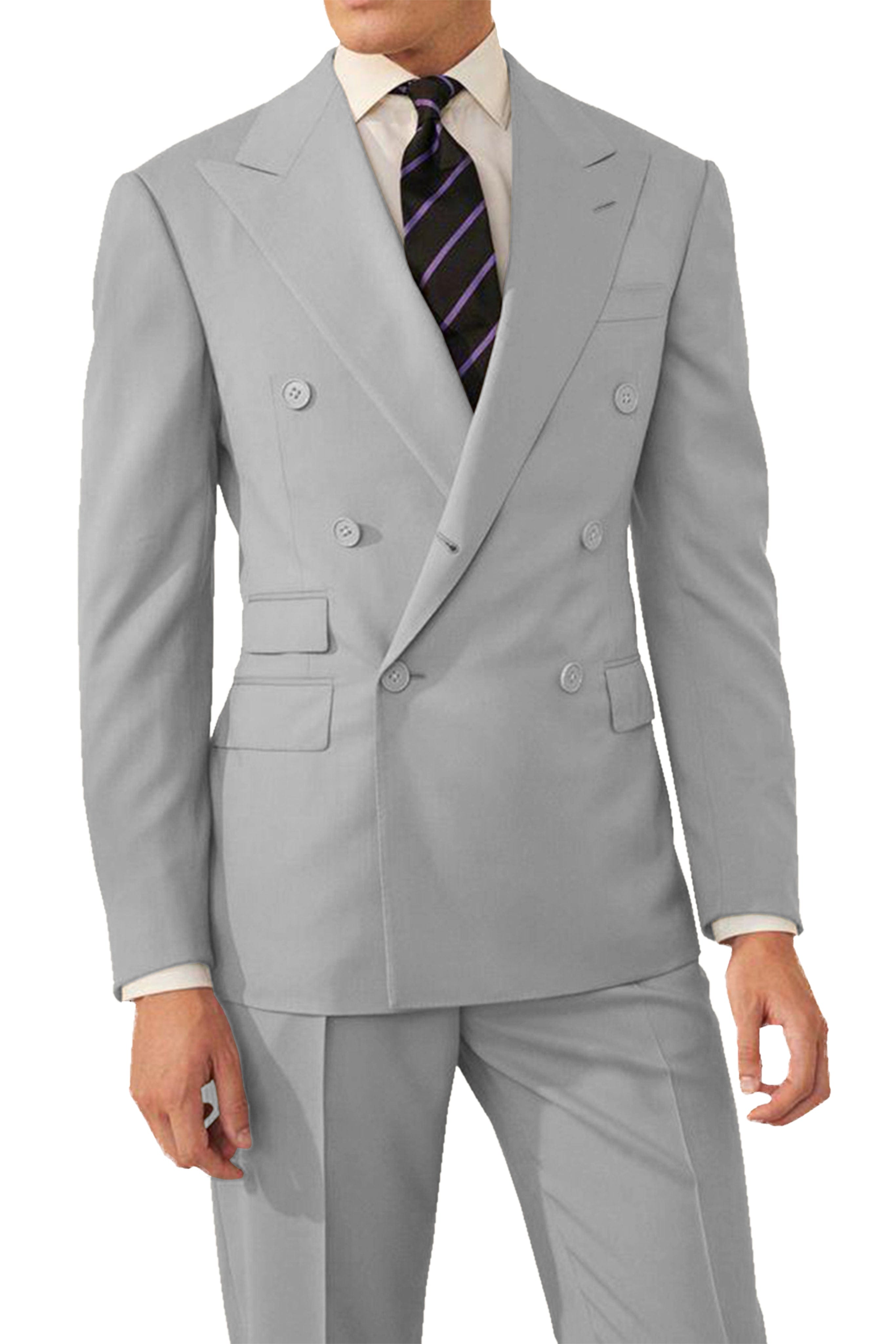 aesido 2 Pieces Double Breasted Men's Suit  (Blazer+Pants)