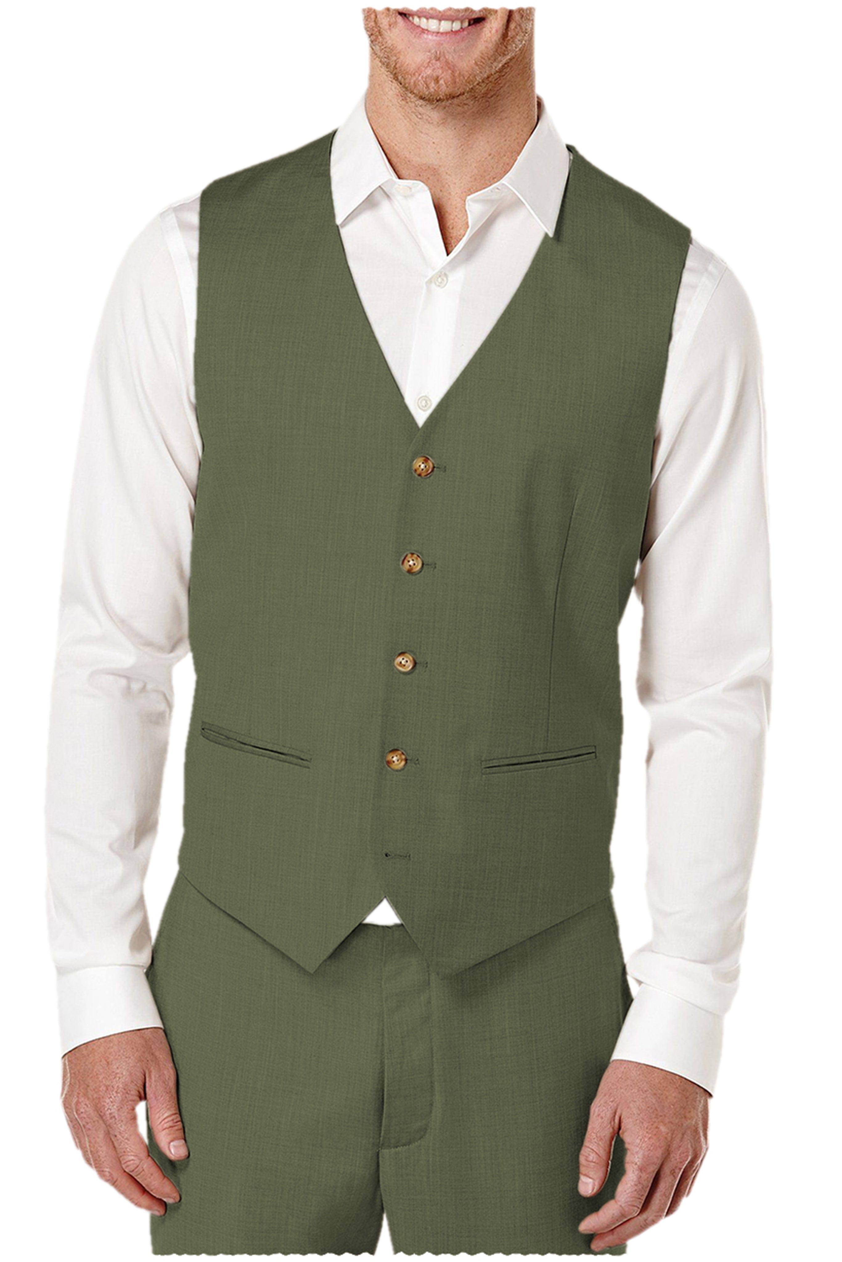 aesido 2 Pieces Single Brasted V Neck Men's Vest (Waistcoat+Pants)