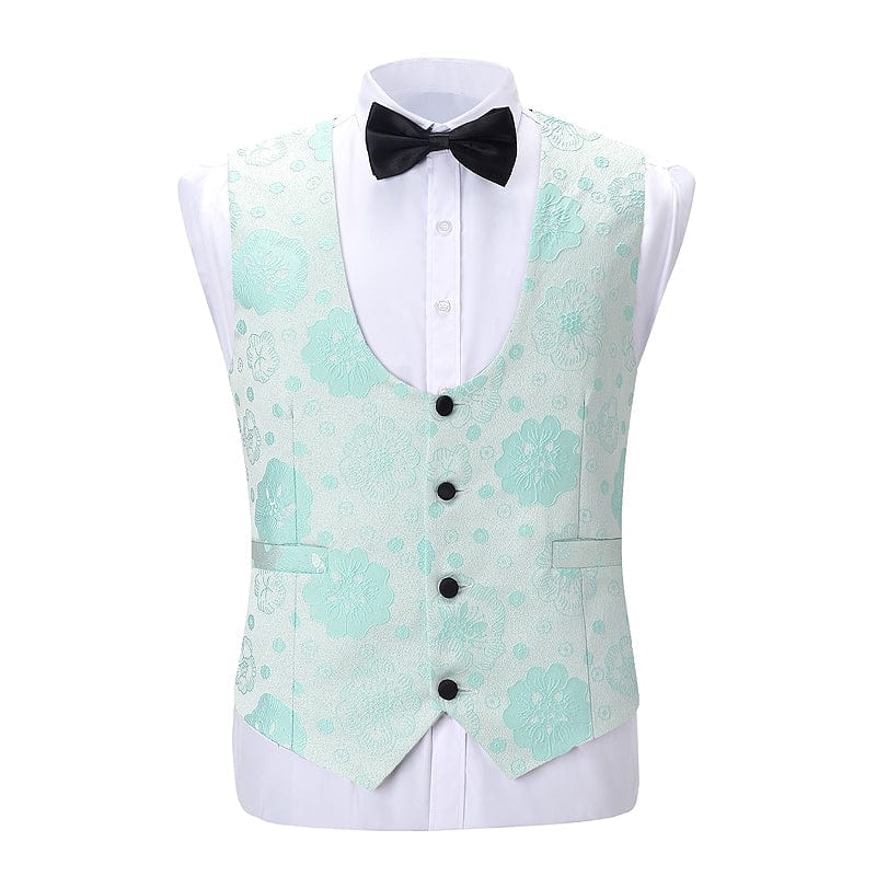 Aesido 3 Pieces Patterned Shawl Lapel Mens Suit (Blazer+vest+Pants)