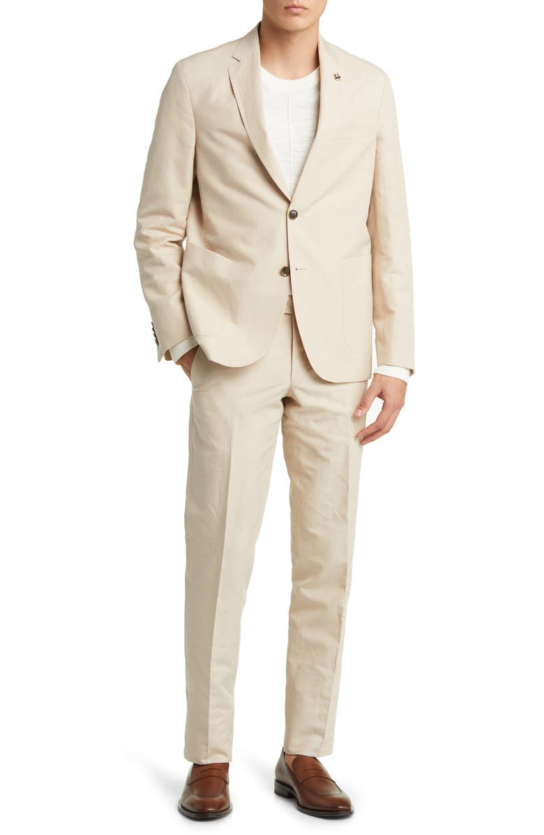 aesido Beige 2 Pieces Double Button Notch Lapel Men's Suit (Blazer+Pants)