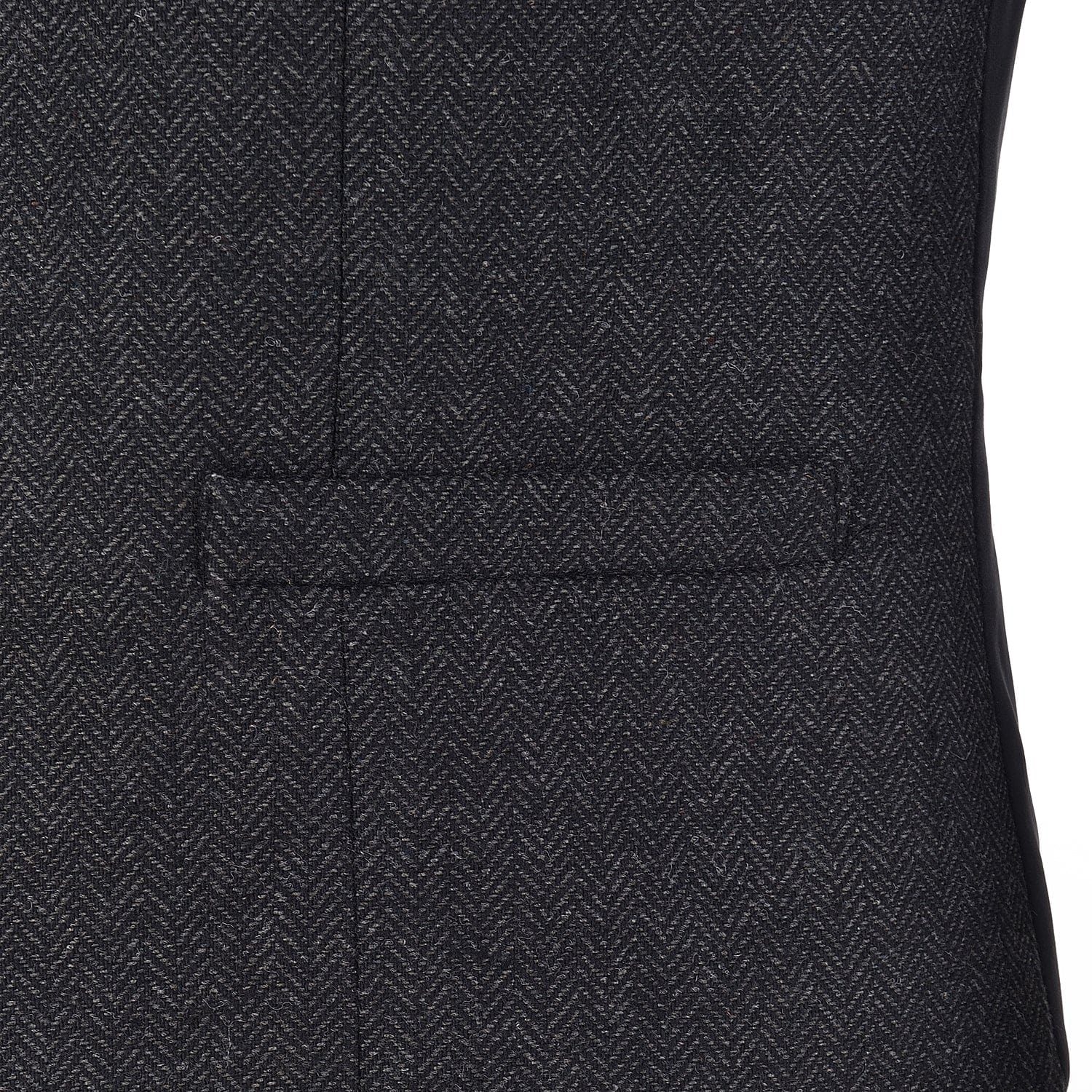 aesido Black Herringbone V Neck Waistcoat