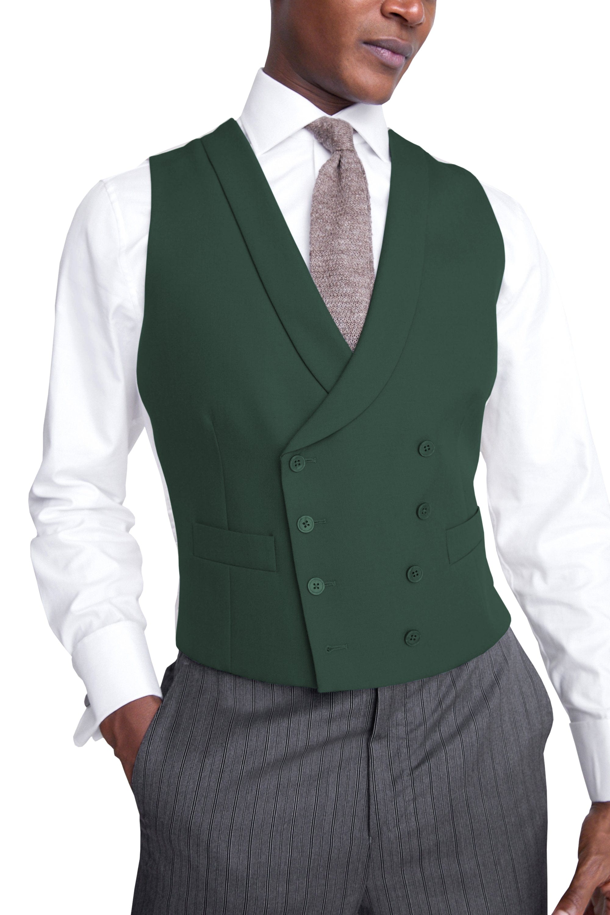 aesido Business Casual Double Breasted Shawl Lapel Men Vest