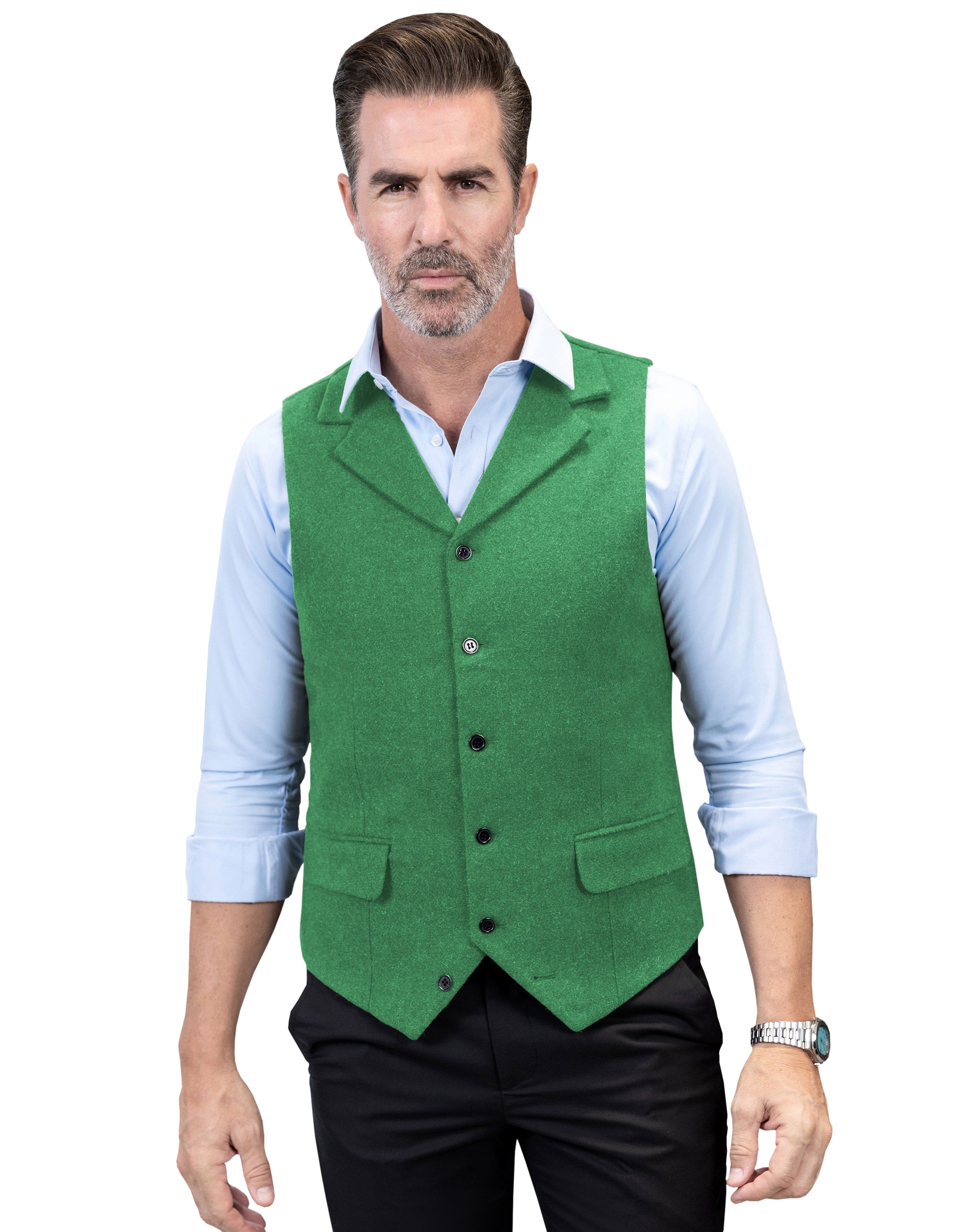 aesido Business Casual Single Breasted Notch Lapel Mens Vest