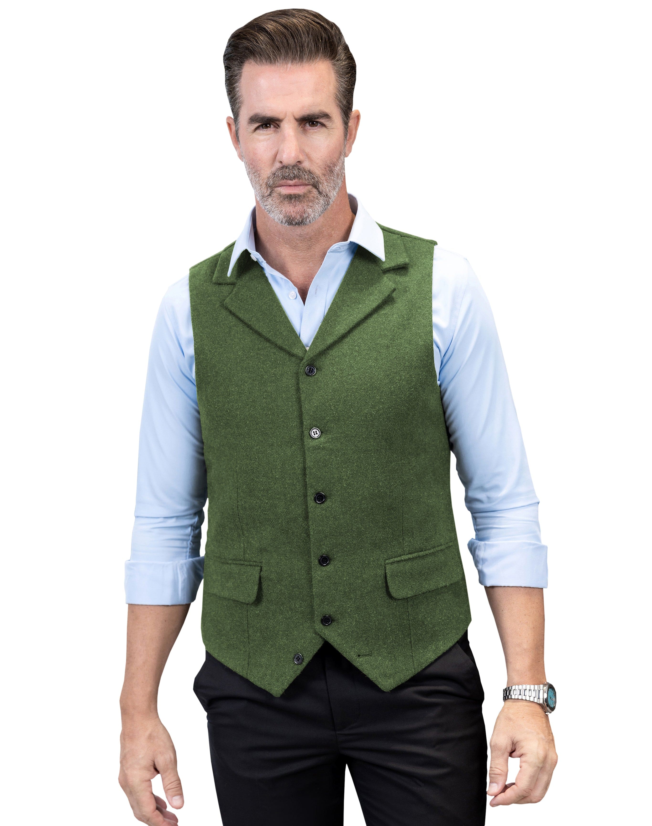 aesido Business Casual Single Breasted Notch Lapel Mens Vest