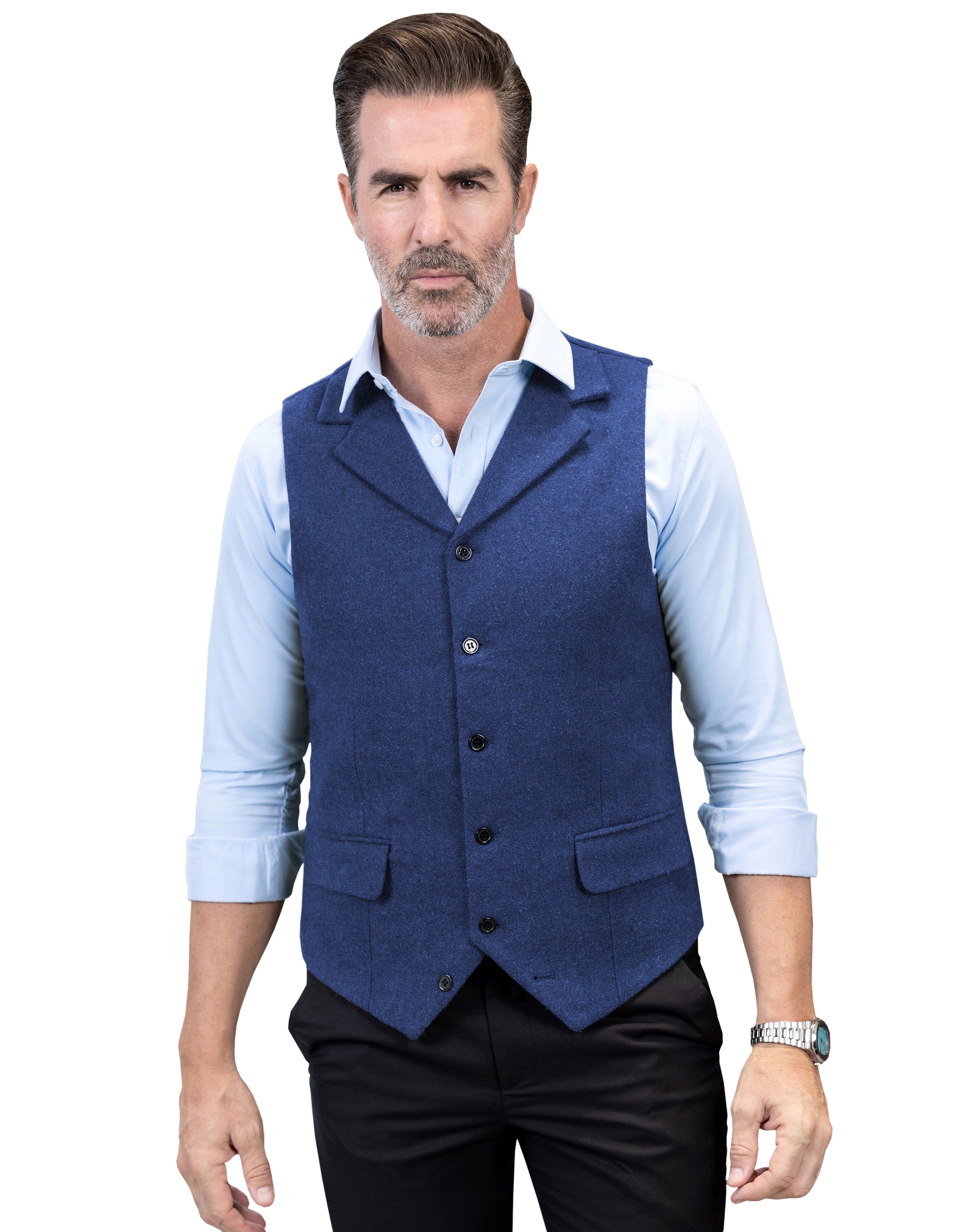 aesido Business Casual Single Breasted Notch Lapel Mens Vest