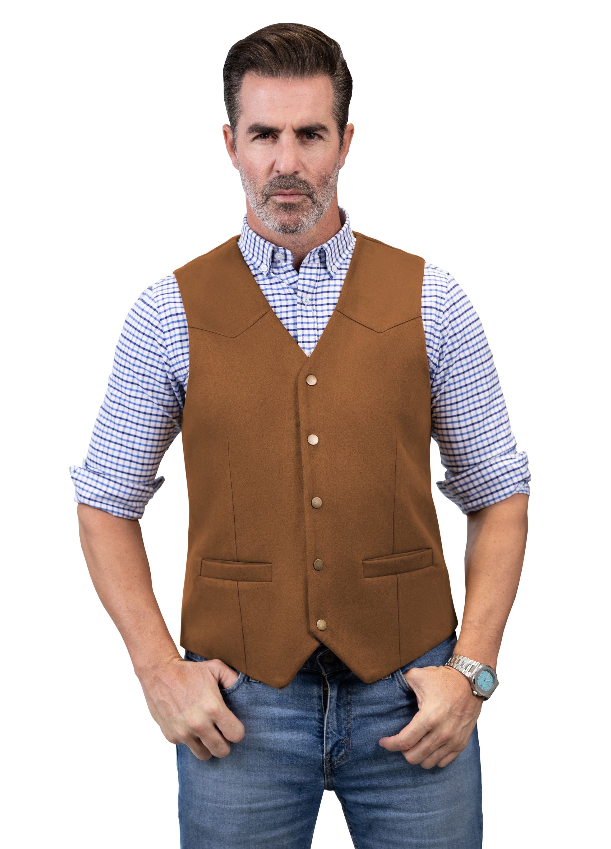 aesido Casual Men's Suede V Lapel Vest