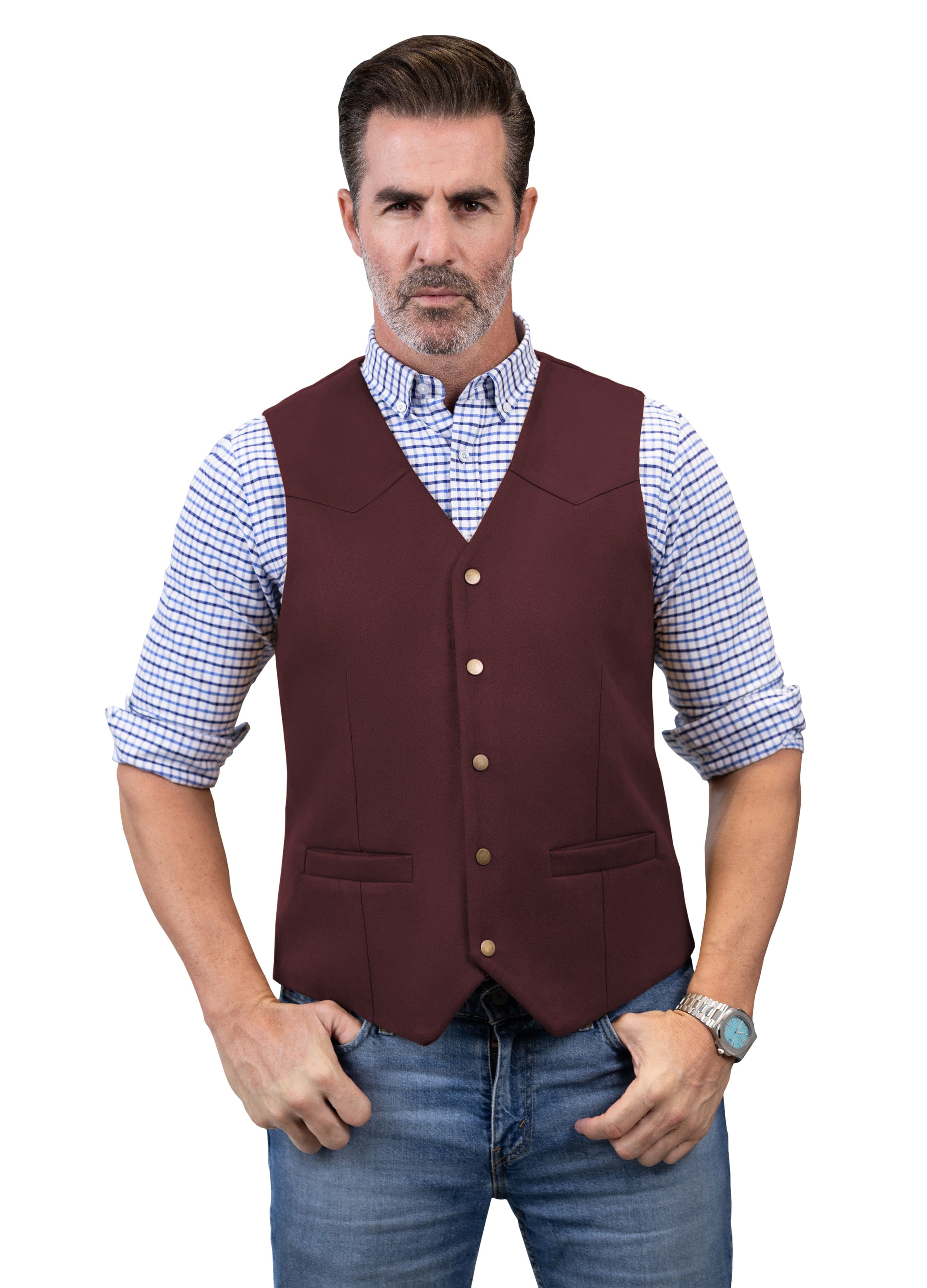 aesido Casual Men's Suede V Lapel Vest