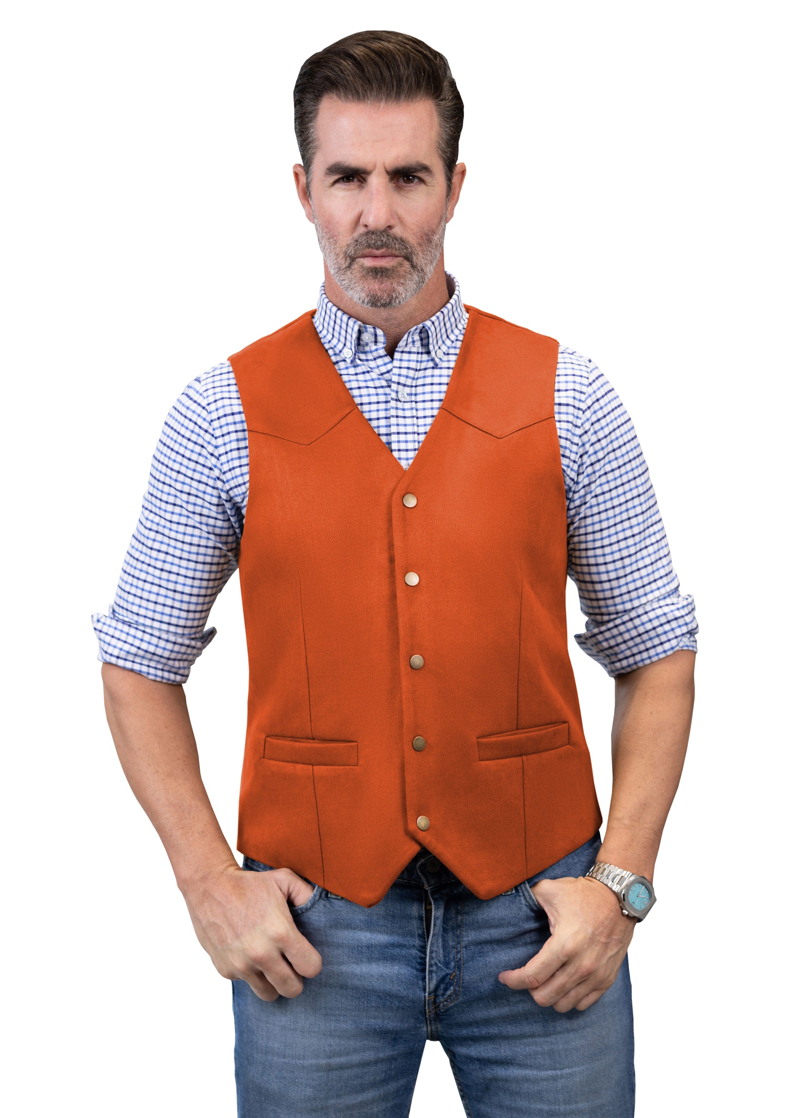 aesido Casual Men's Suede V Lapel Vest