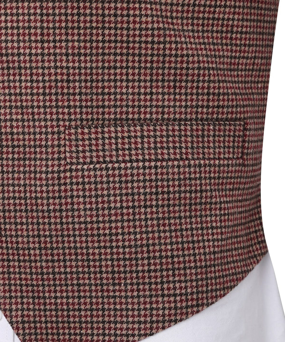 aesido Casual Men's Suit Vest Houndstooth Notch Lapel Waistcoat