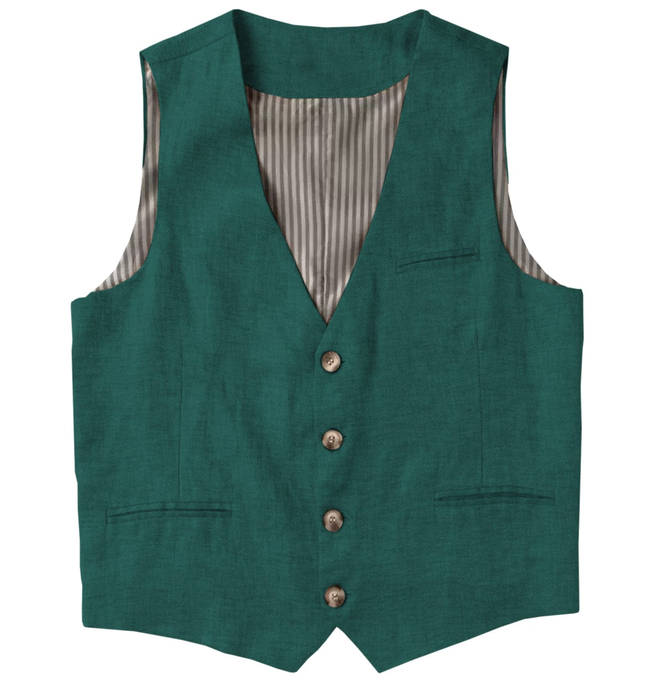 aesido Casual Single Breasted V Neck Linen Mens Vest