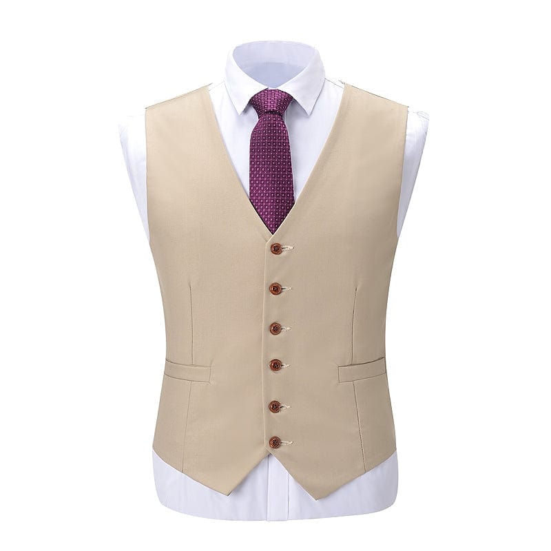 Aesido Flat Notch Lapel 3 Pieces Mens Suit (Blazer+vest+Pants)