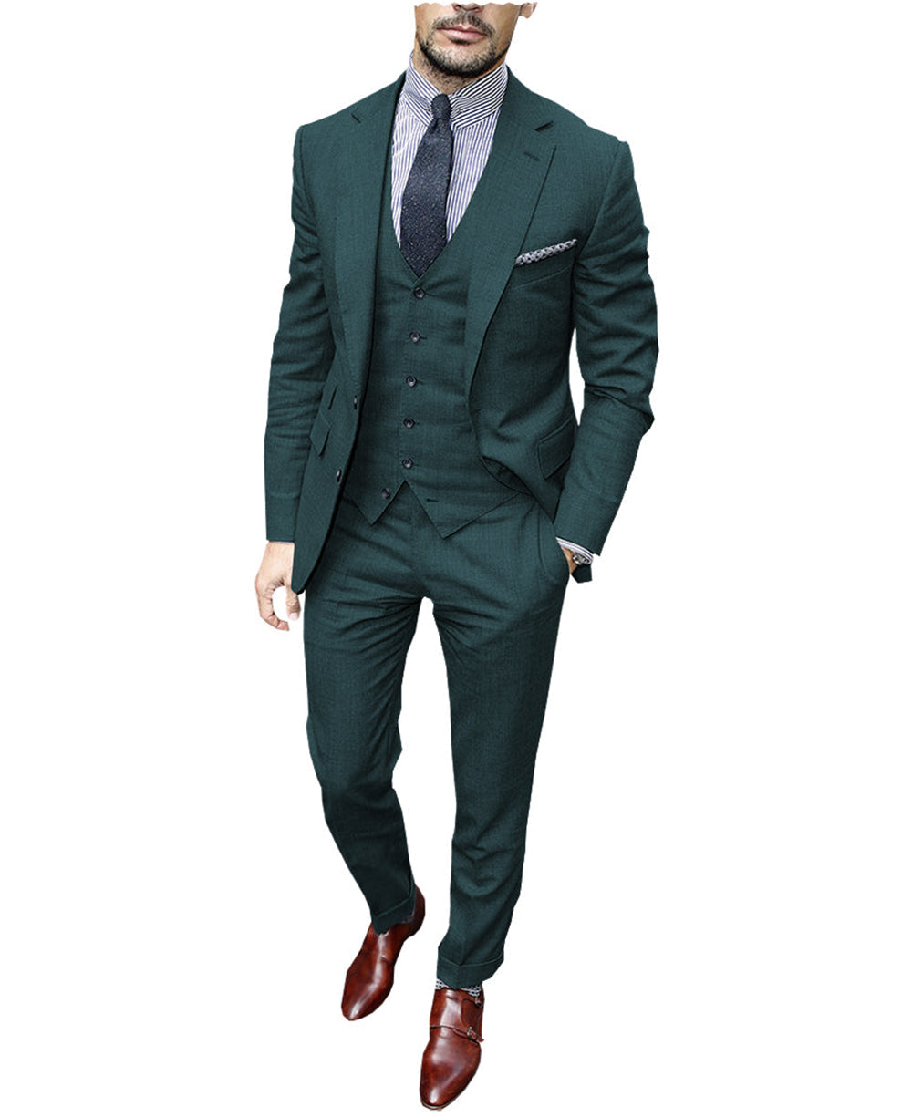 aesido Formal 3 Piece Men's Suit(Blazer + Vest + Pants)