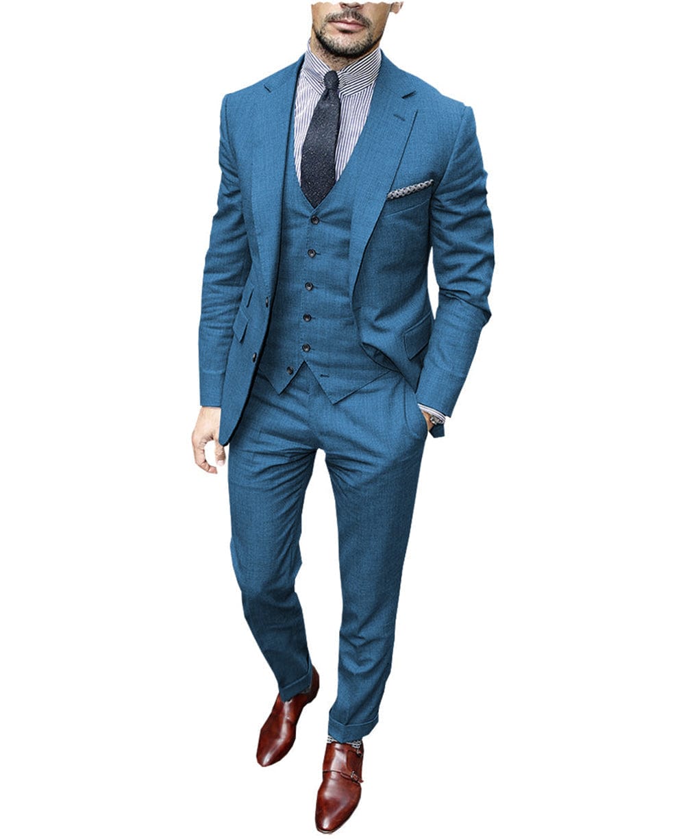 aesido Formal 3 Piece Men's Suit(Blazer + Vest + Pants)