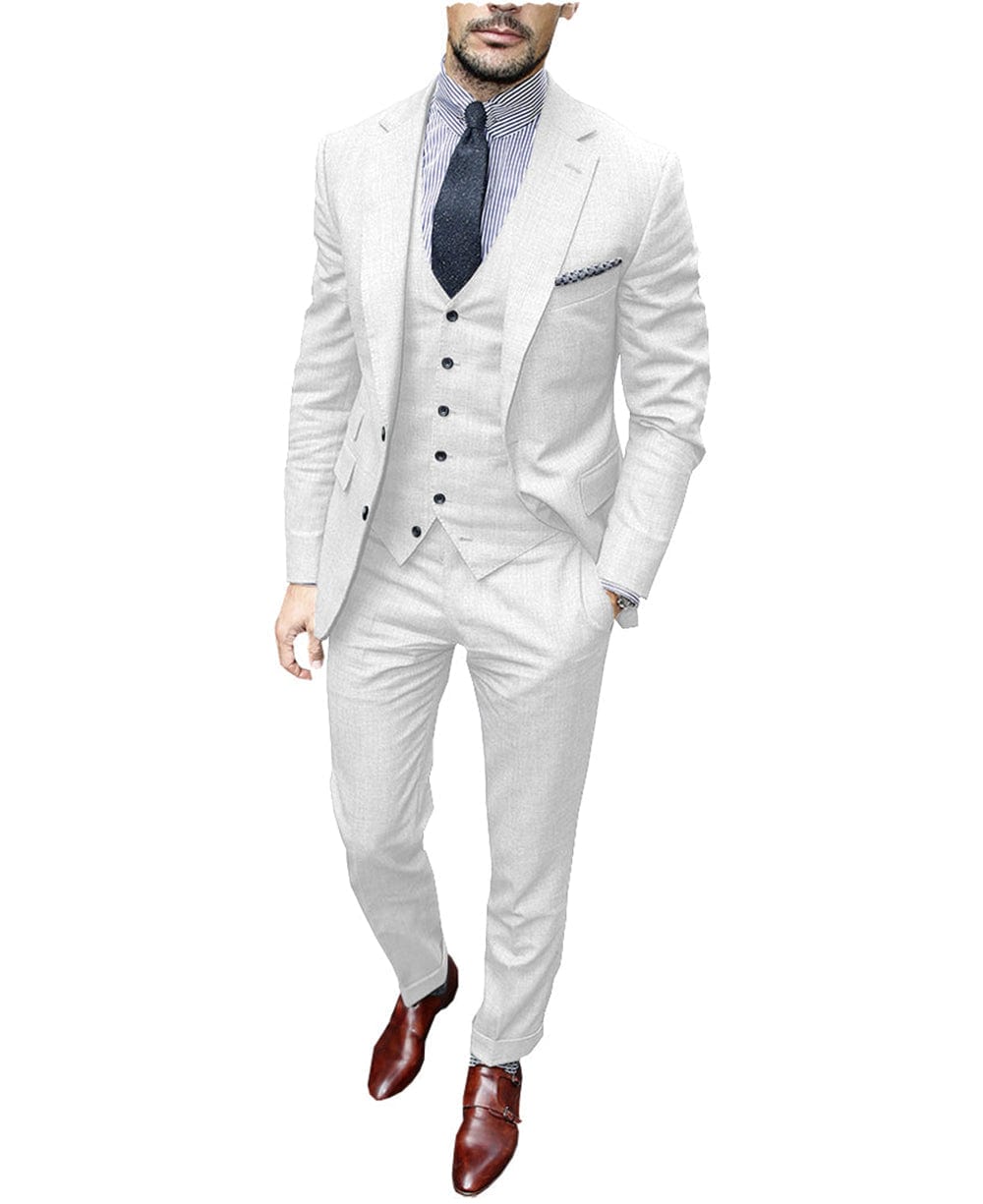 aesido Formal 3 Piece Men's Suit(Blazer + Vest + Pants)