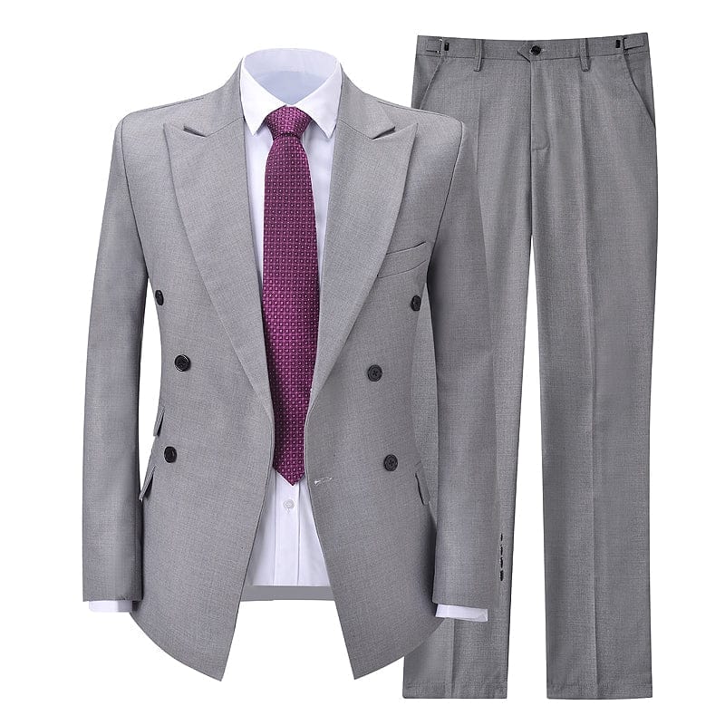 aesido Formal Double Breasted 2 Pieces Mens Suit Peak Lapel Tuxedos (Blazer+Pants)