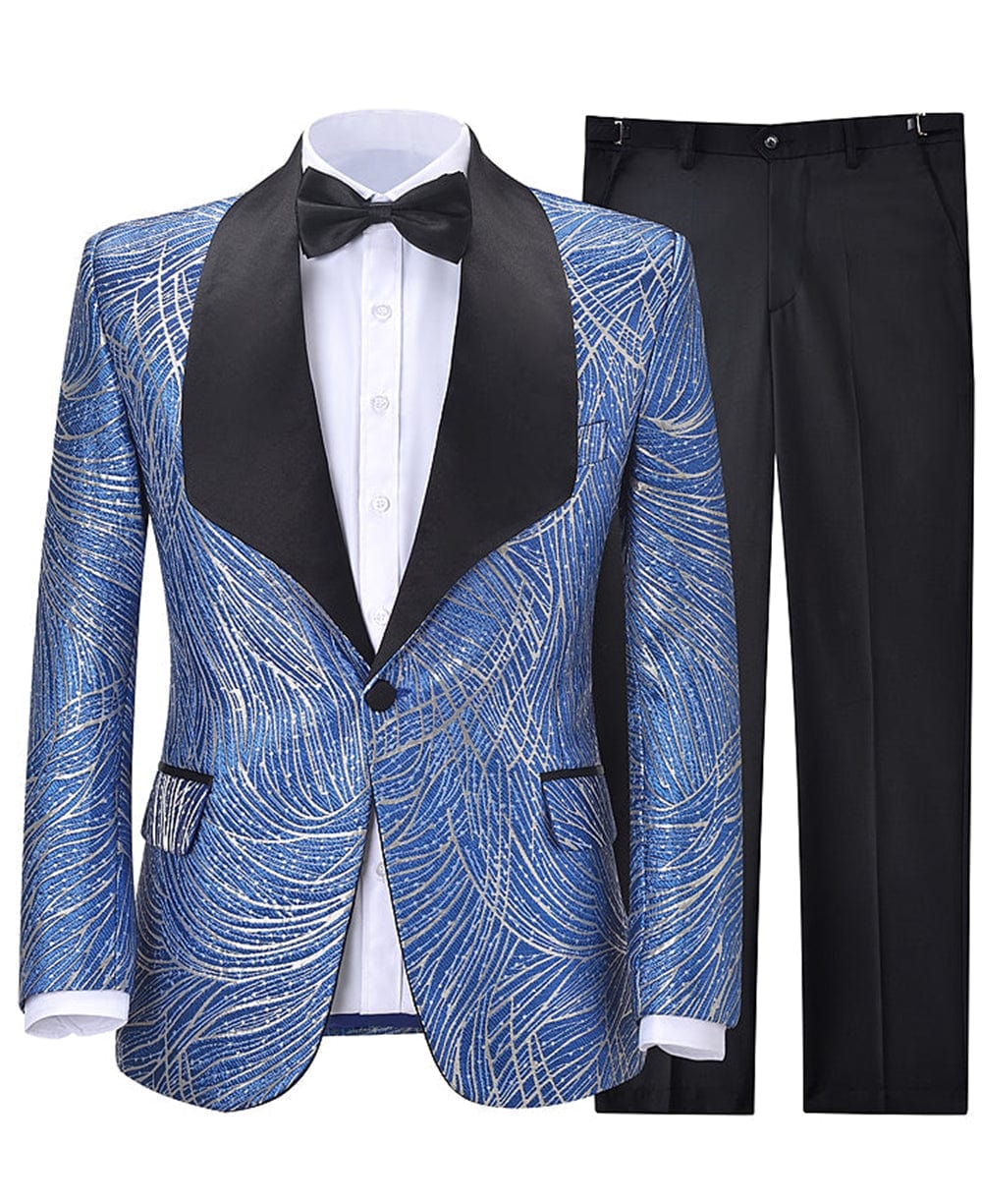 aesido Formal Patterned Shawl Lapel Tuxedos 2 Pieces Mens Suit (Blazer+Pants)