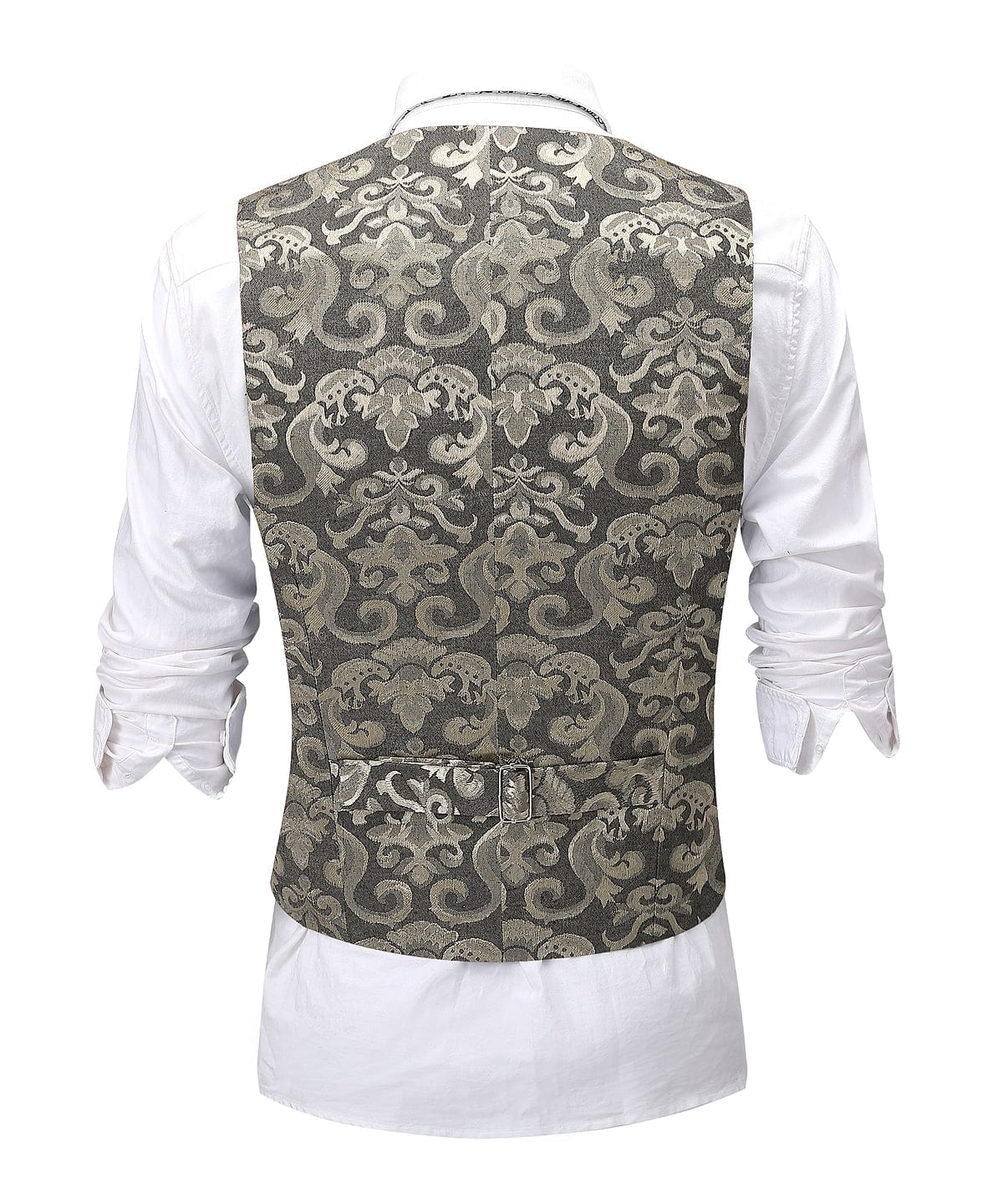 Aesido Gold Patterned V Neck Waistcoat