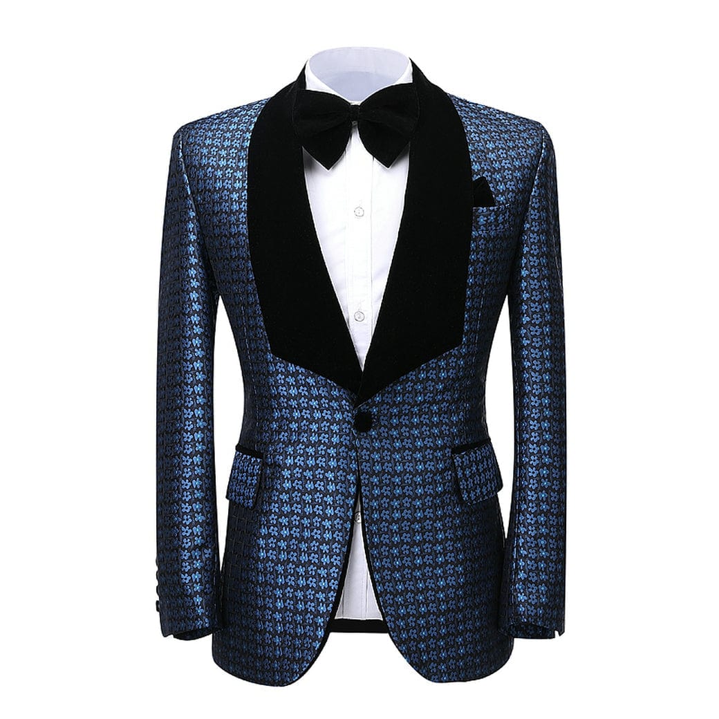 aesido Houndstooth 2 Pieces Mens Suit Shawl Lapel Tuxedos (Blazer+Pants)