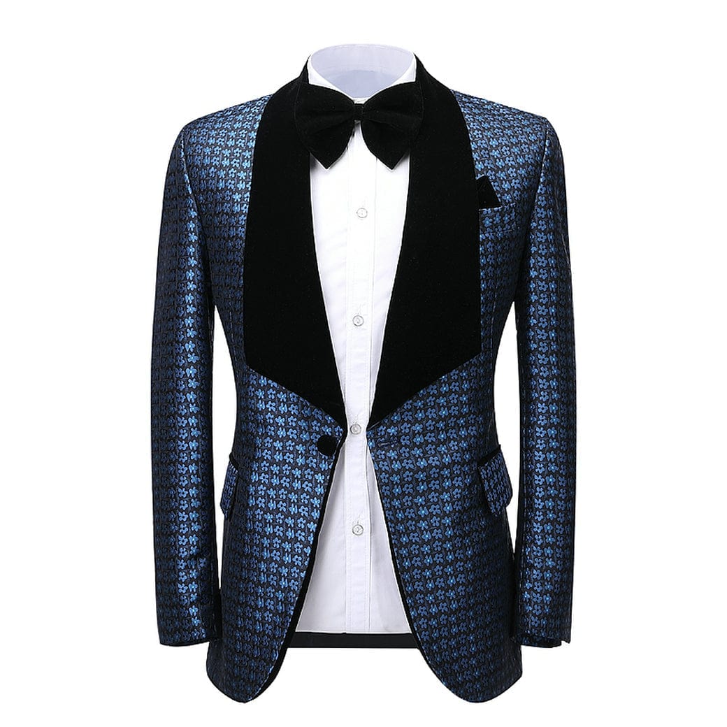 aesido Houndstooth 2 Pieces Mens Suit Shawl Lapel Tuxedos (Blazer+Pants)