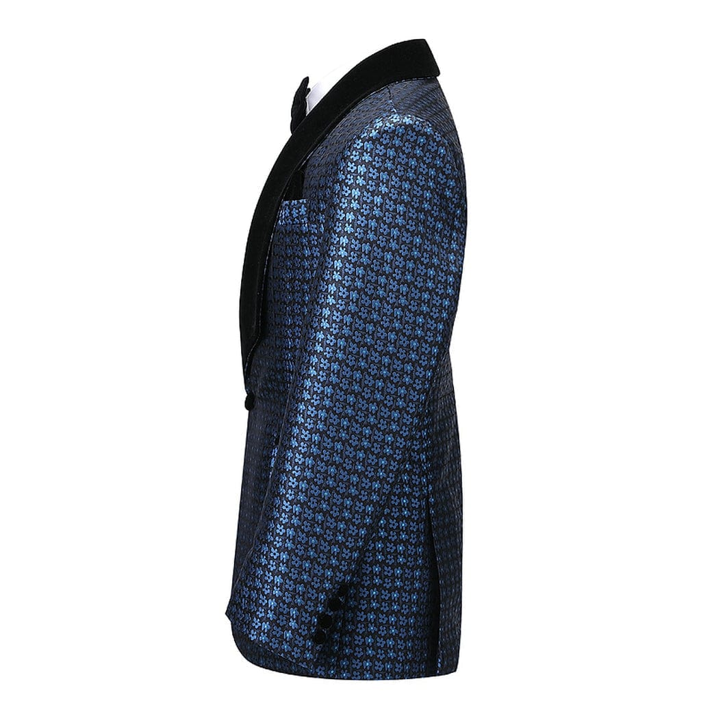 aesido Houndstooth 2 Pieces Mens Suit Shawl Lapel Tuxedos (Blazer+Pants)