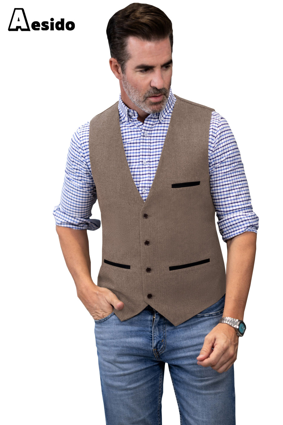 aesido Leisure V Neck Vest For Men