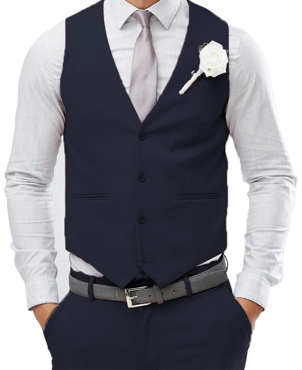 aesido Men's 2 Pieces Single Breasted V Neck Waistcoat（Vest+Pants）