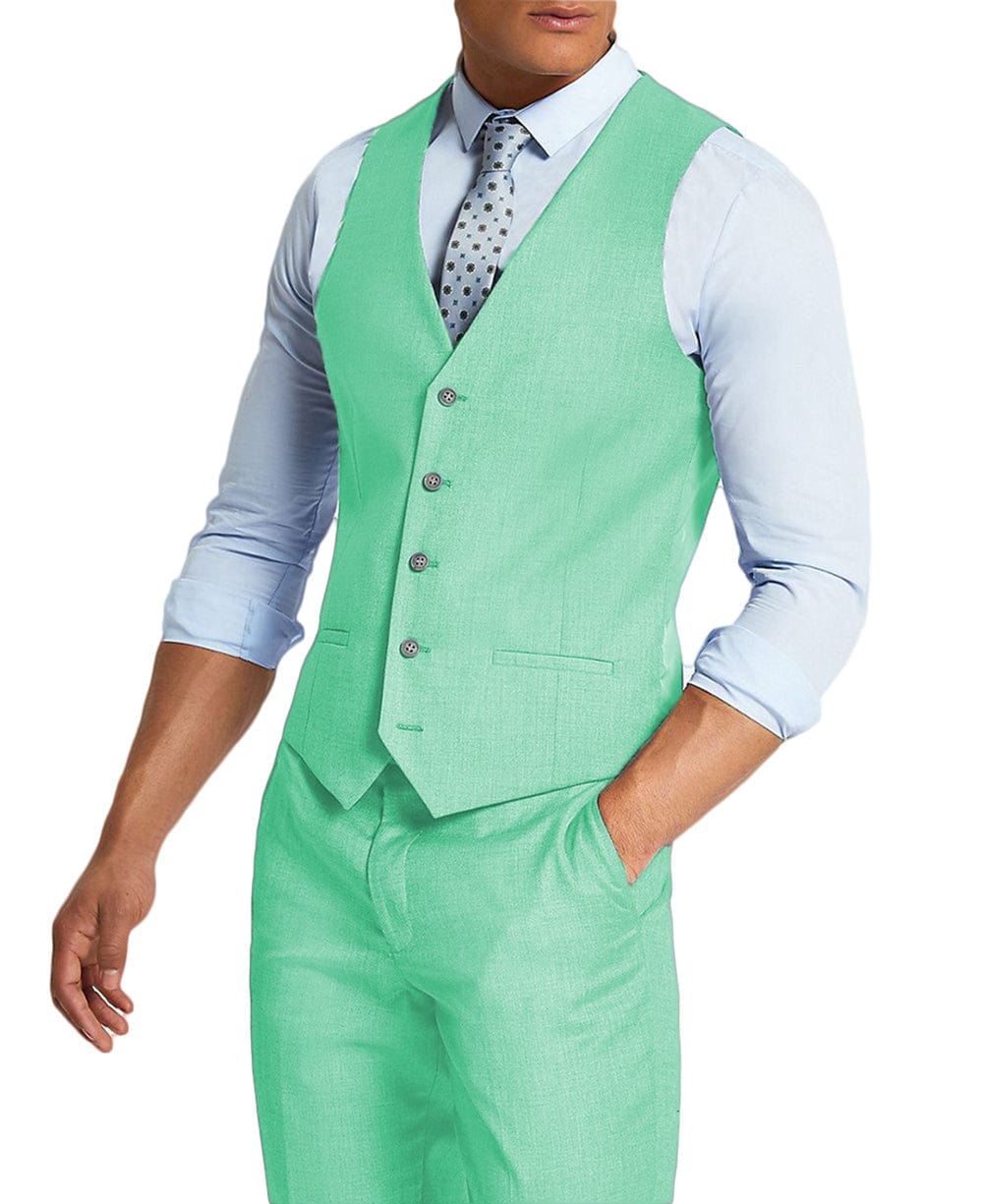 aesido Men's 2 Pieces Single Breasted V Neck Waistcoat（Vest+Pants）