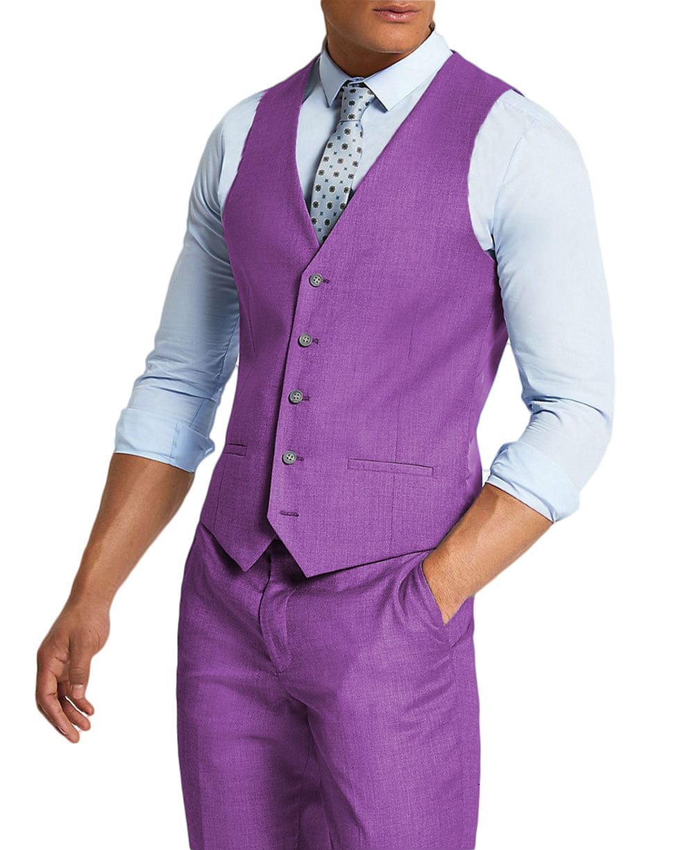 aesido Men's 2 Pieces Single Breasted V Neck Waistcoat（Vest+Pants）