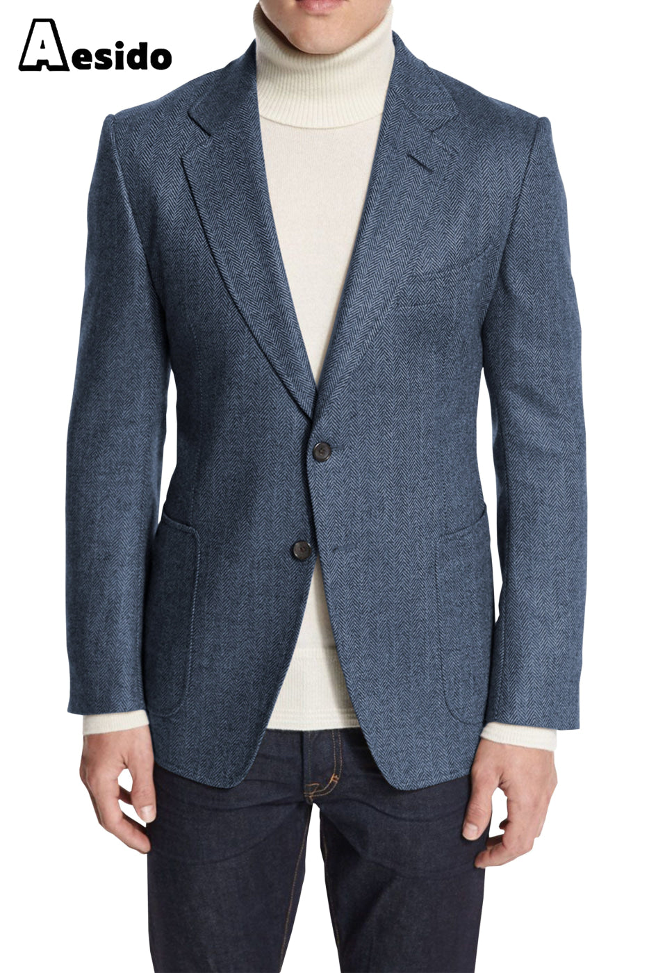 aesido Men's Business Slim Notch Lapel Blazer