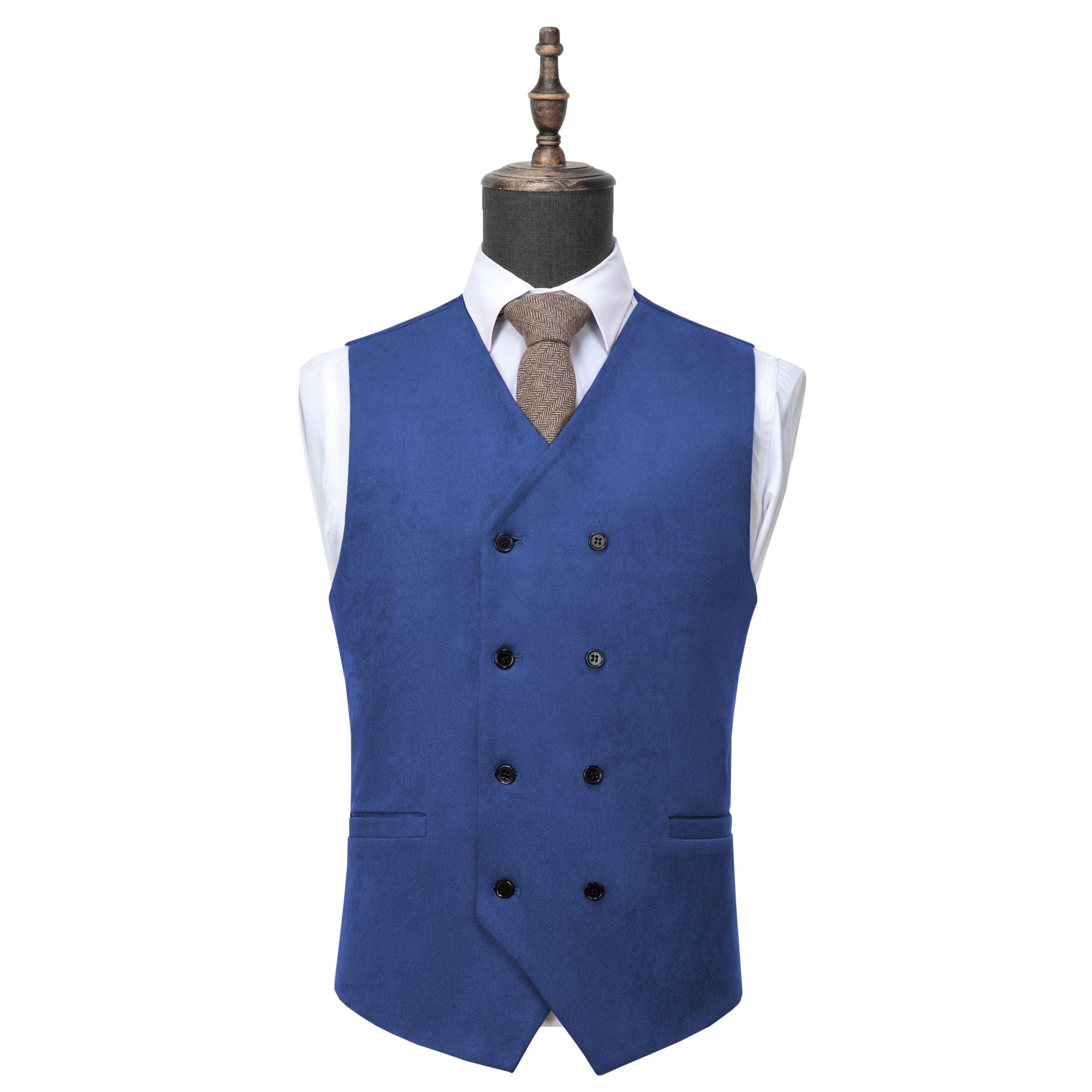 aesido Men's Double Breasted V Neck Suede Vest (Copy)