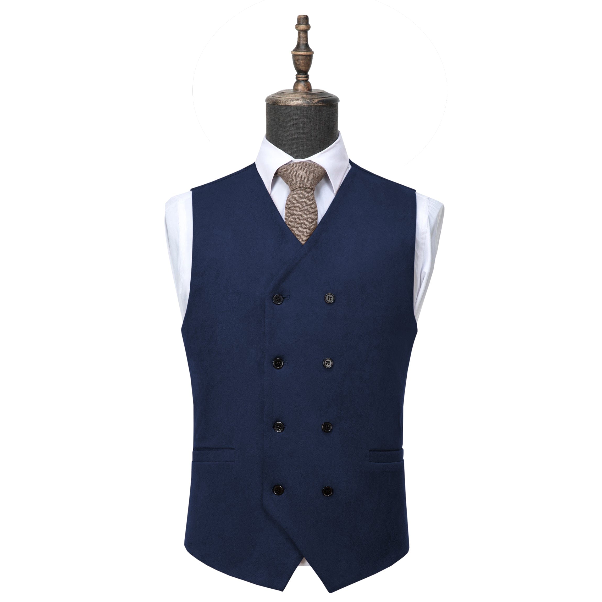 aesido Men's Double Breasted V Neck Suede Vest (Copy)