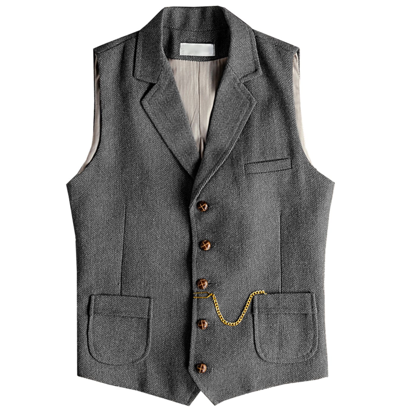 aesido Men's Notch Lapel Single Breasted Waistcoat