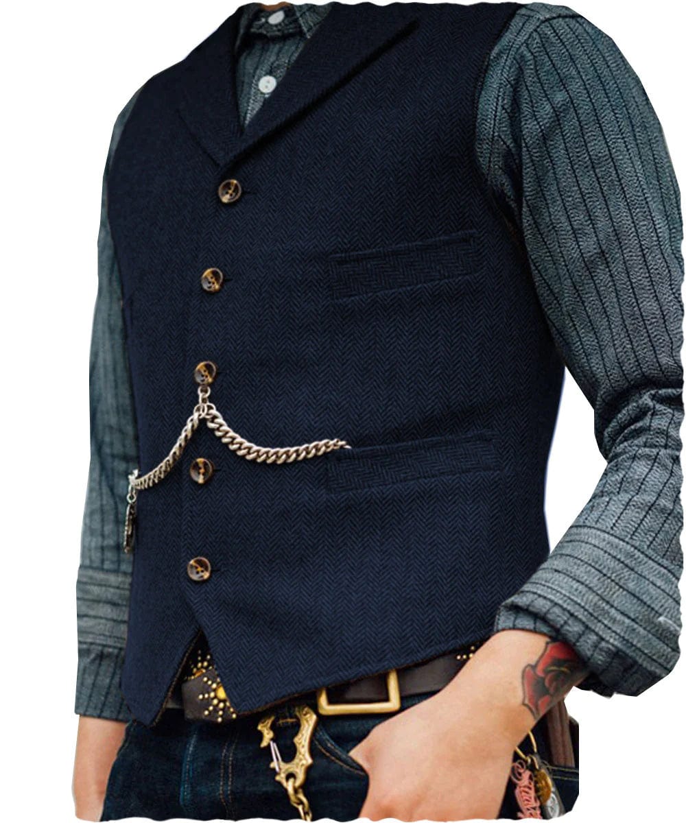 aesido Men's Notch Lapel Waistcoat