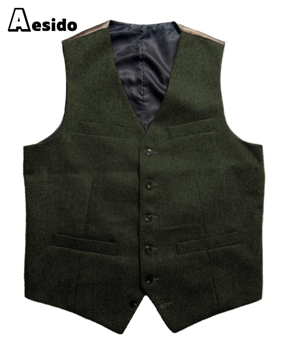 aesido Men‘s ’Single Breasted V Neck Waistcoat