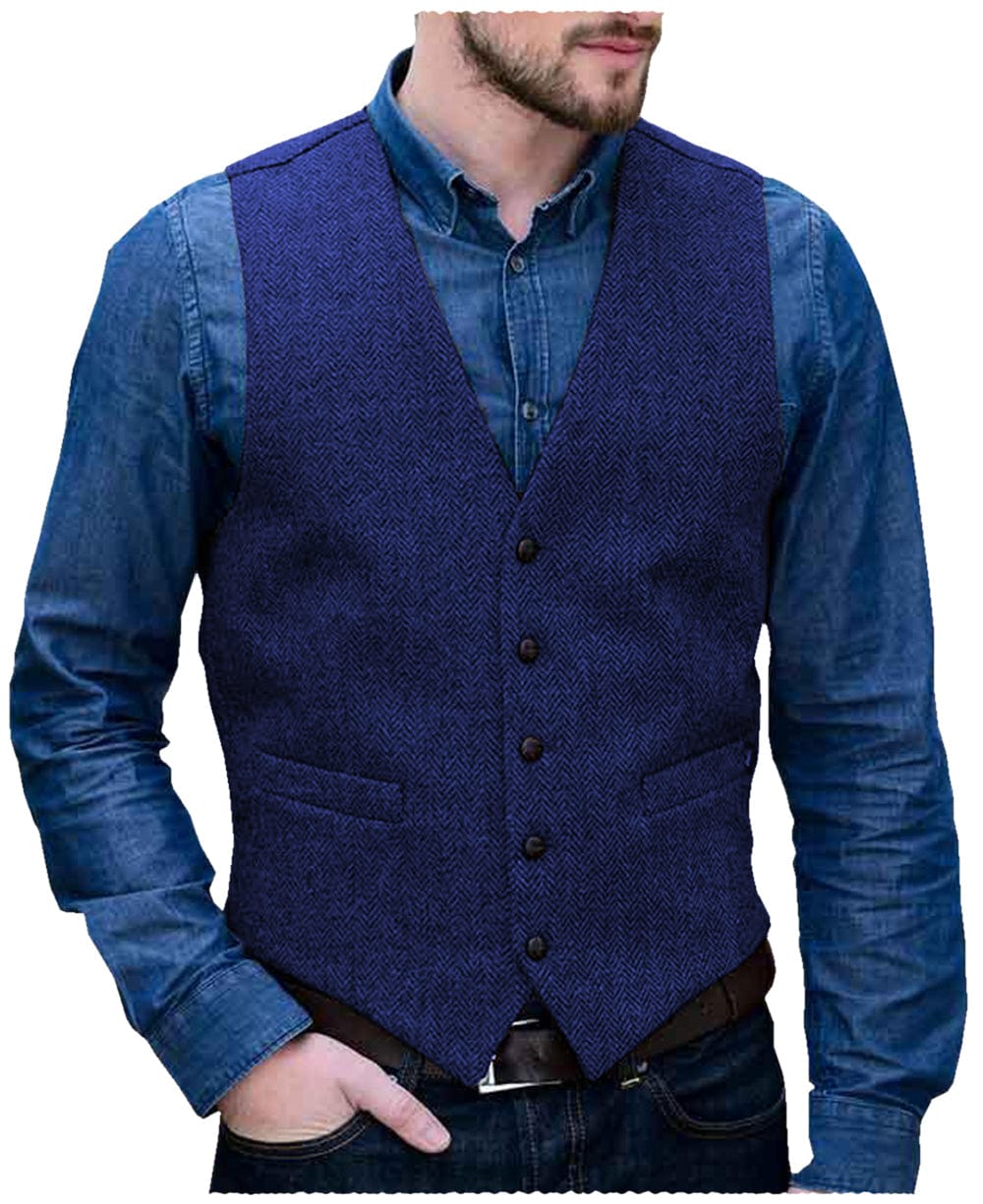 aesido Men's Single Breasted V Neck Waistcoat