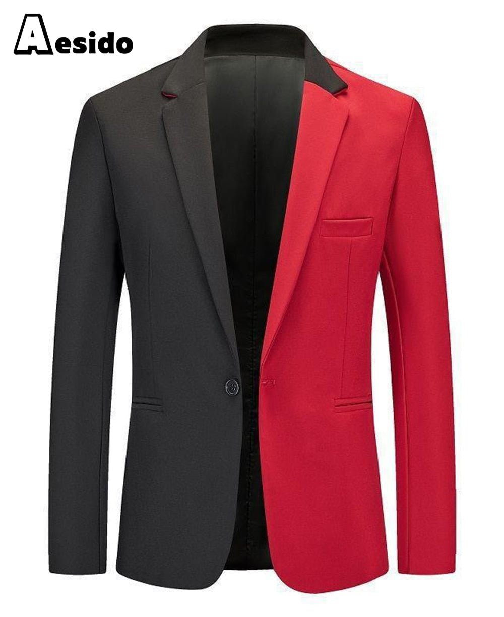 aesido Men's Single Button Notch Lapel Blazer