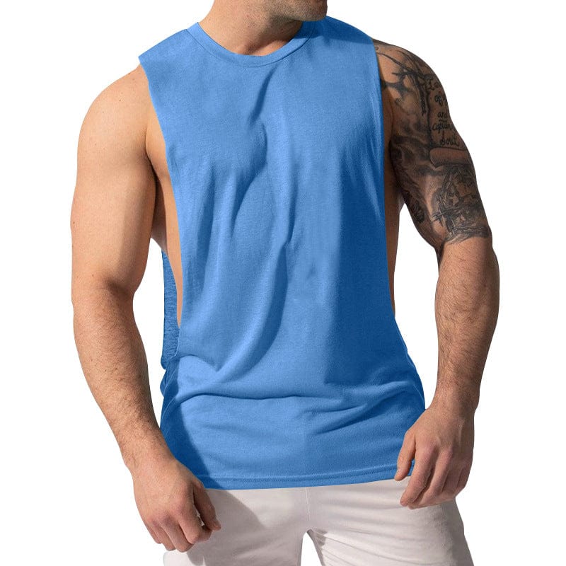 aesido Men's Sports Casual Solid Color Sleeveless Waistcoat T Shirt