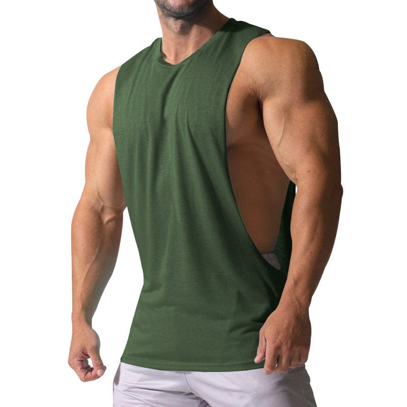 aesido Men's Sports Casual Solid Color Sleeveless Waistcoat T Shirt