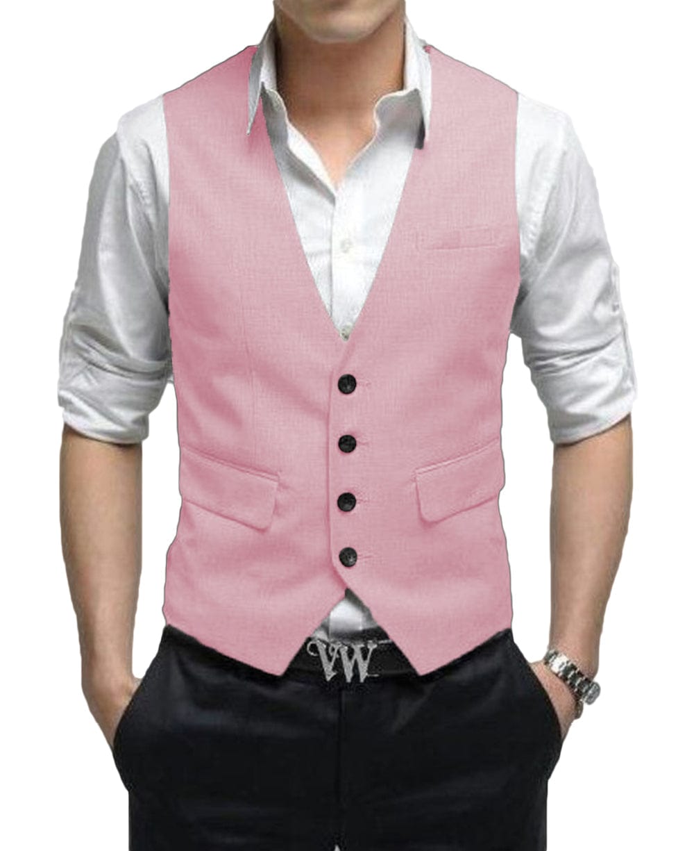 aesido Men's Vest Single Breasted V Neck Waistcoat