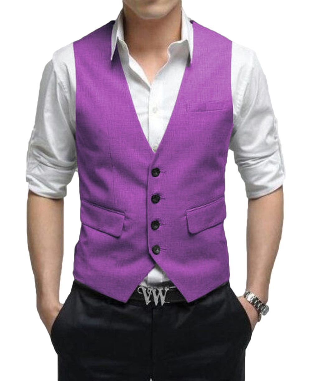 aesido Men's Vest Single Breasted V Neck Waistcoat