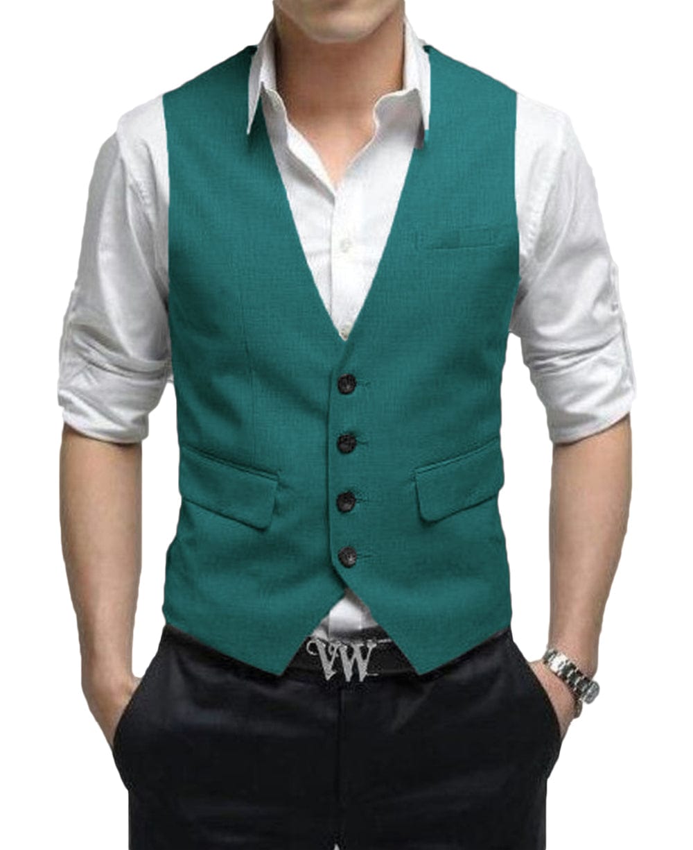 aesido Men's Vest Single Breasted V Neck Waistcoat